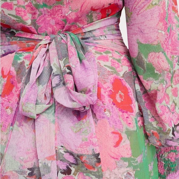 ASOS Hope & Ivy tie front split maxi dress in pink floral - Picture 3 of 8